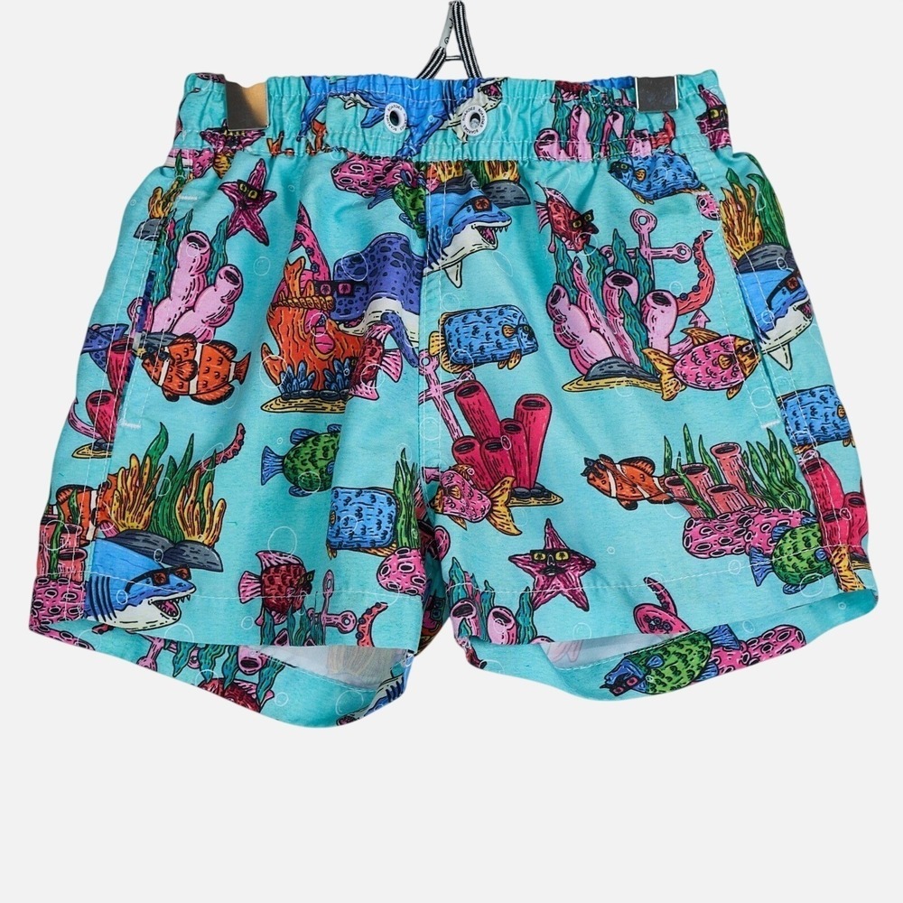 Boardies Boys Swim Trunks Kids Aqua Blue Sea Creature Liner Size 1-2 Years